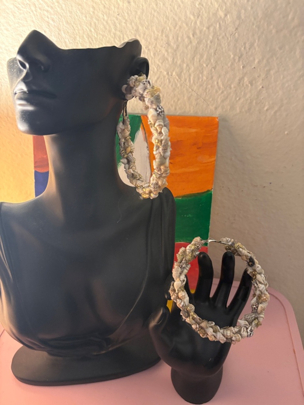 Fashion Jewelry Cream and Gold Braided Hoop Earrings